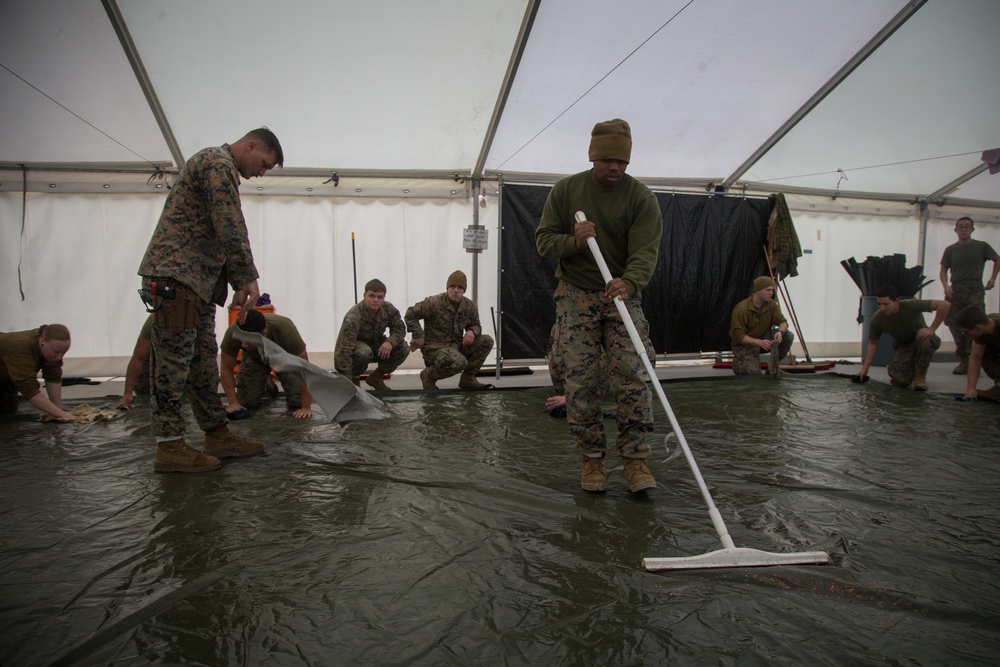 8th ESB Marines Wash Equipment Prior to Storage