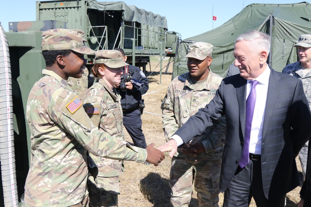 Sec. of Def. and Sec. of Homeland Security visit troops at Base Camp Donna