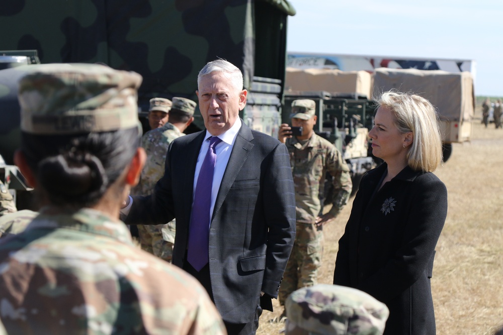Sec. of Def. and Sec. of Homeland Security visit troops at Base Camp Donna