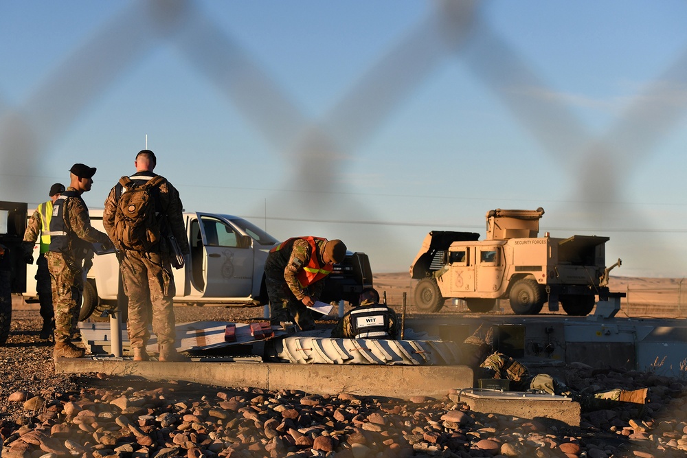 Members of the 341st Security Forces Group practice a launch facility recapture during Global Thunder 19, Oct. 30, 2018, at Malmstrom Air Force Base, Mont.