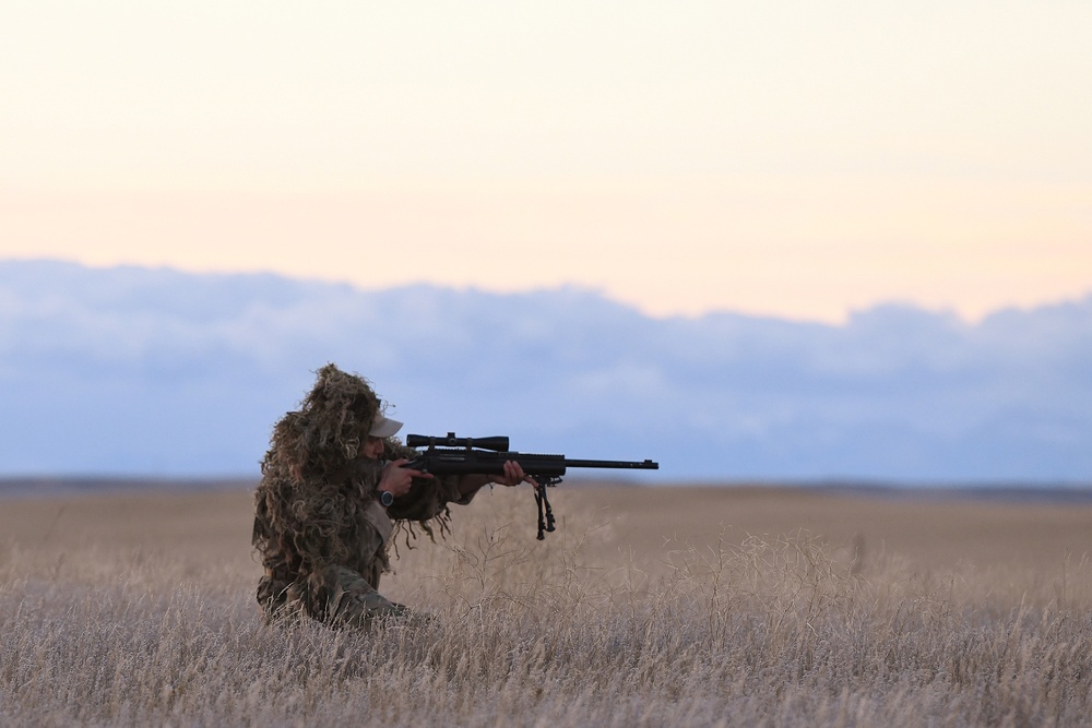 A nuclear advanced designated marksman from the 341st Security Support Squadron Tactical Response Force assists in a launch facility recapture exercise from a distance in support of Global Thunder 19, Oct. 30, 2018, at Malmstrom Air Force Base, Mont.