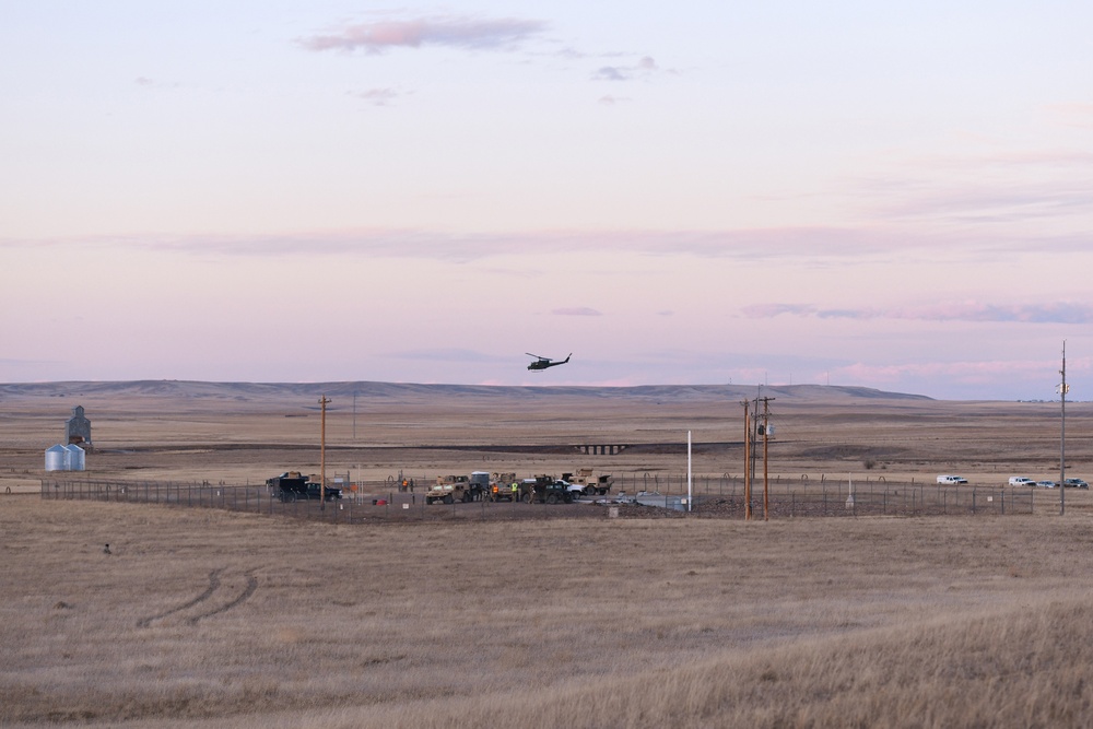 Members of the 341st Missile Wing and the 40th Helicopter Squadron practice a launch facility recapture during Global Thunder 19, Oct. 30, 2018, at Malmstrom Air Force Base, Mont.