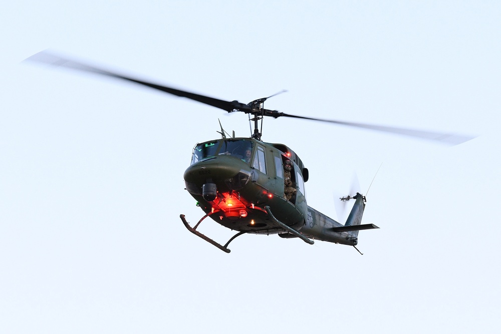 The 40th Helicopter Squadron supports members of the 341st Security Forces Group as they practice a launch facility recapture during Global Thunder 19, Oct. 30, 2018, at Malmstrom Air Force Base, Mont.