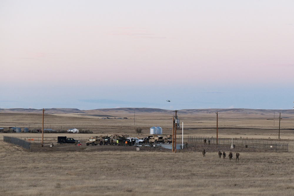 Members of the 341st Missile Wing practice a launch facility recapture during Global Thunder 19, Oct. 30, 2018, at Malmstrom Air Force Base, Mont.