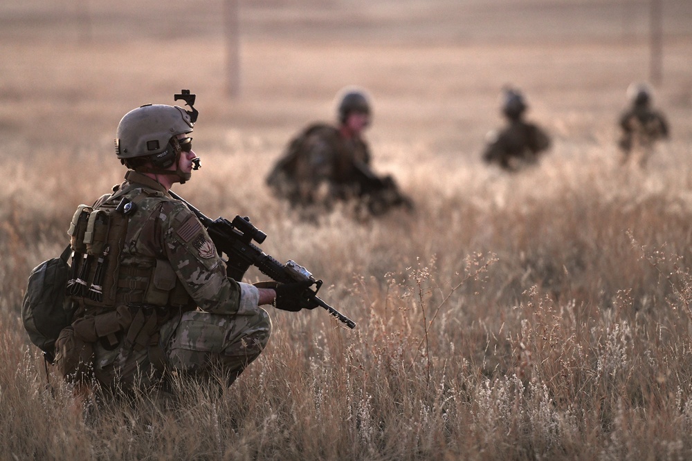 A member of the 341st Security Forces Group practices a launch facility recapture during Global Thunder 19, Oct. 30, 2018, at Malmstrom Air Force Base, Mont.