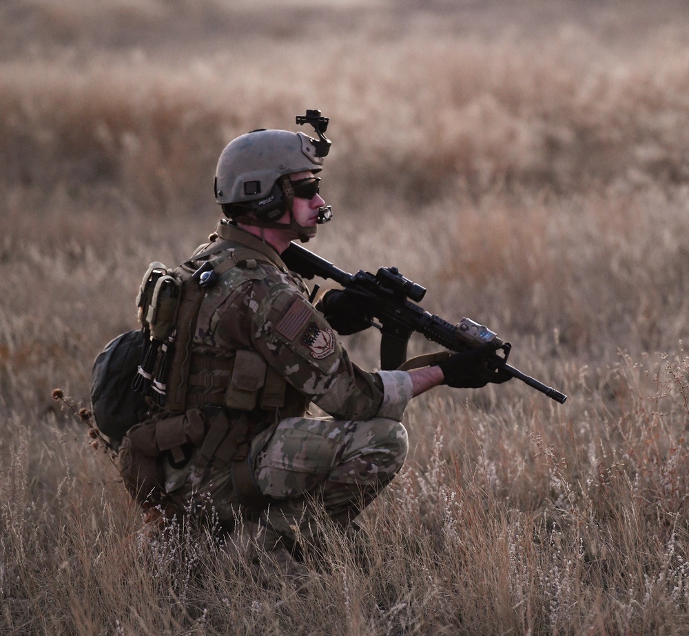 A member of the 341st Security Forces Group practices a launch facility recapture during Global Thunder 19, Oct. 30, 2018, at Malmstrom Air Force Base, Mont.