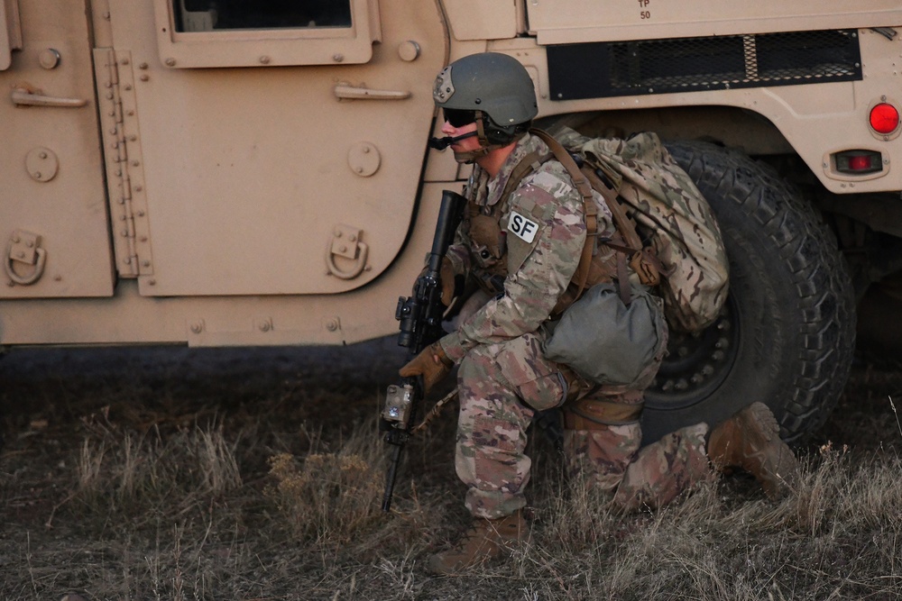 A member of the 341st Security Forces Group participates a launch facility recapture during Global Thunder 19, Oct. 30, 2018, at Malmstrom Air Force Base, Mont.