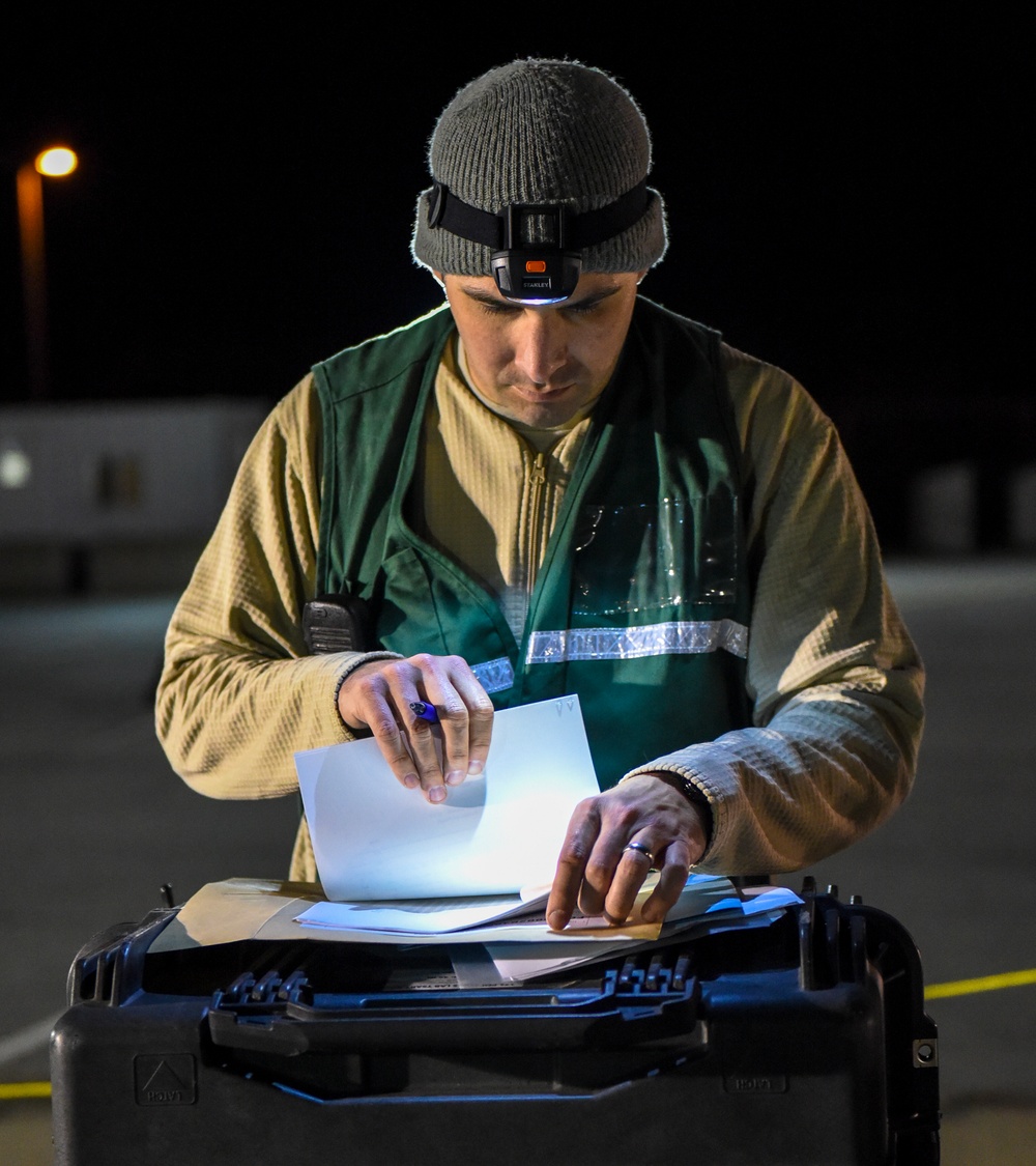 Logistics Guardsman In-processes Cargo during Contingency Exercise