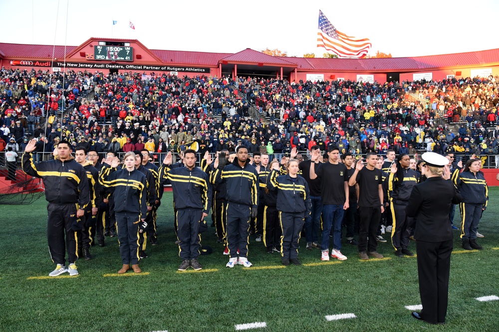 Future Service Members Recite Oath of Enlistment at Rutgers Military Appreciation Game