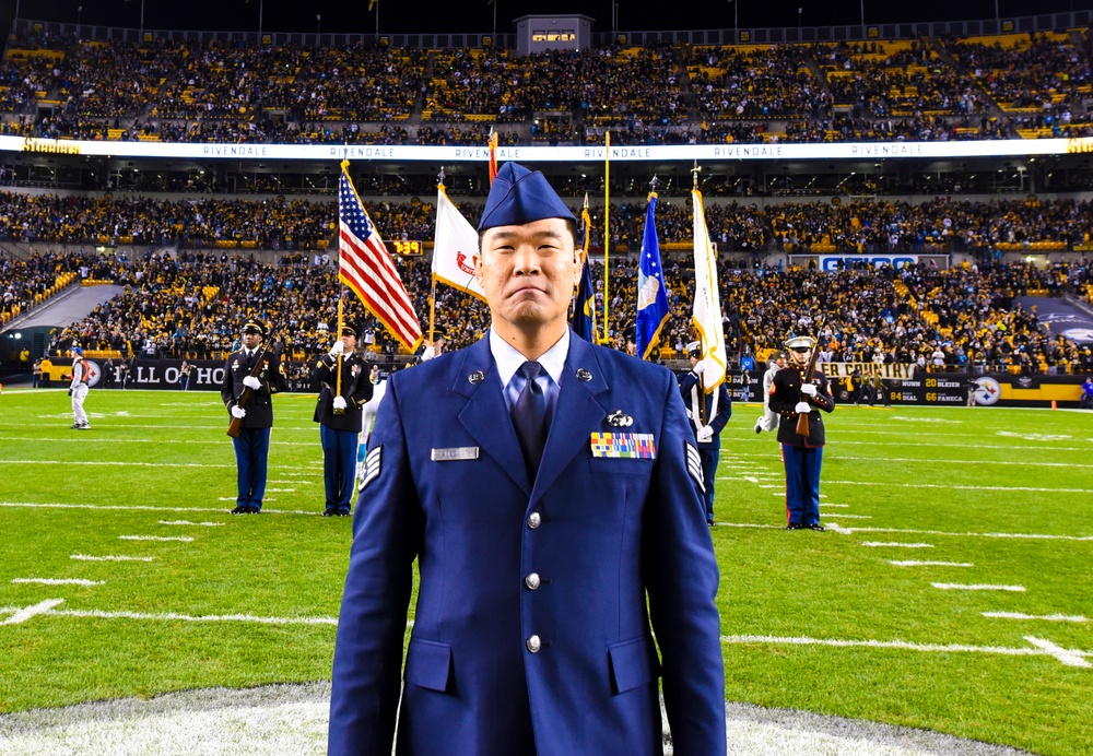 Former Air Force Sergeant Performs National Anthem During NFL Production