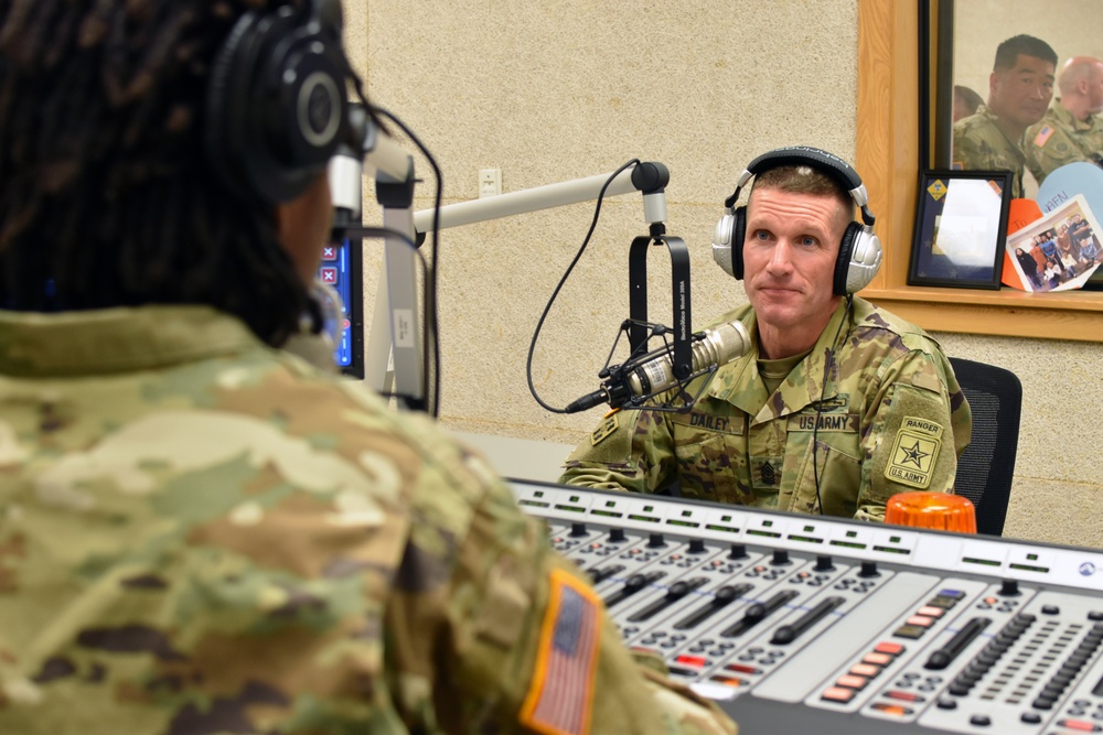 Sgt. Maj. of the Army Daniel A. Dailey gives AFN Humphreys radio interview