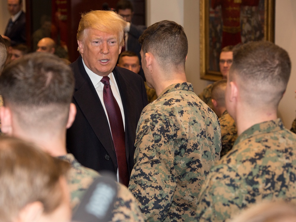 President Donald J. Trump Visits Marine Barracks Washington