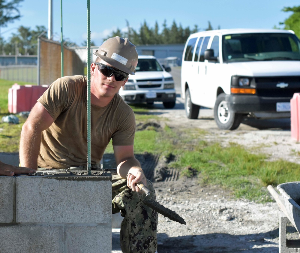 NMCB-3, Det. Guam Seabees Construct Bus Stop