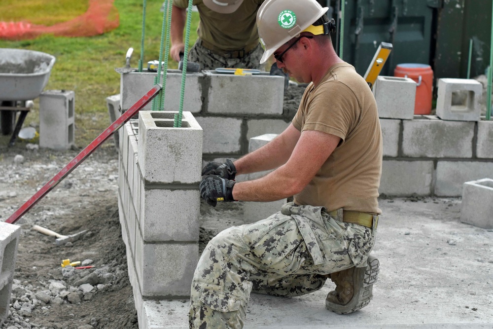 NMCB-3, Det. Guam Seabees Construct Bus Stop