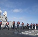 Sailors aboard USS Spruance (DDG 111) heave in line on the aft missile deck during a replenishment-at-sea with the Military Sealift Command (MSC) fleet replenishment oiler USNS Guadalupe (T-AO 200).