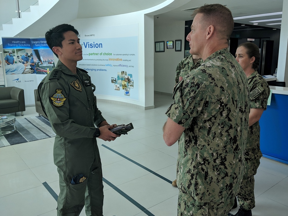 Rear Adm. Joey Tynch meets with His Highness Prince Abdul Mateen during CARAT Brunei