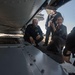 Sailors troubleshoot rapid securing devices aboard the flight deck of USS Mobile Bay (CG 53).