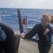 Cryptologic Technician (Technical) 3rd Class Isabel Hammock practices a striking movement aboard USS Mobile Bay (CG 53).