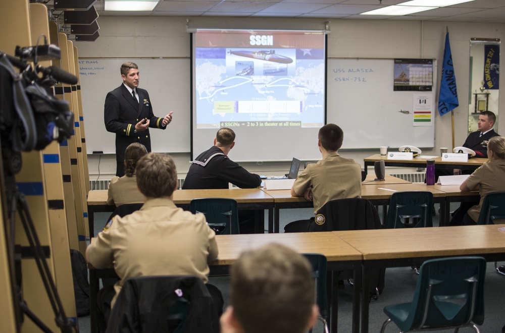 USS Alaska Speaks to Chugiak High School NJROTC
