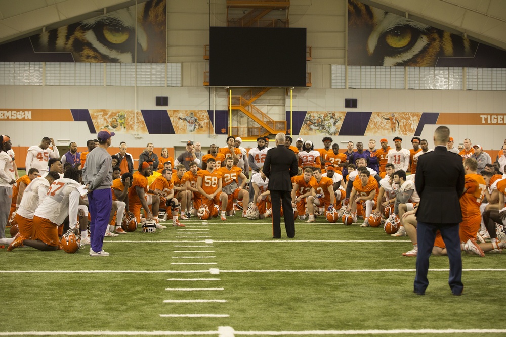 Marines Visit Clemson University Football Team
