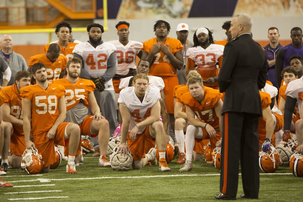 Marines Visit Clemson University Football Team