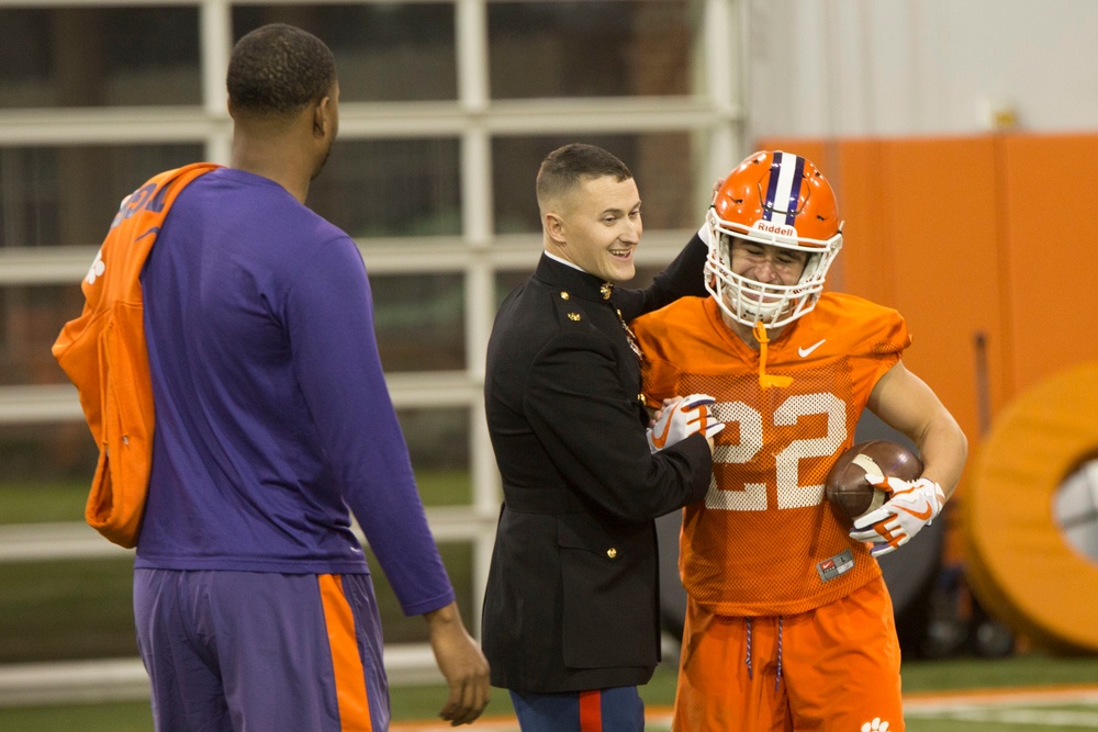 Marines Visit Clemson University Football Team