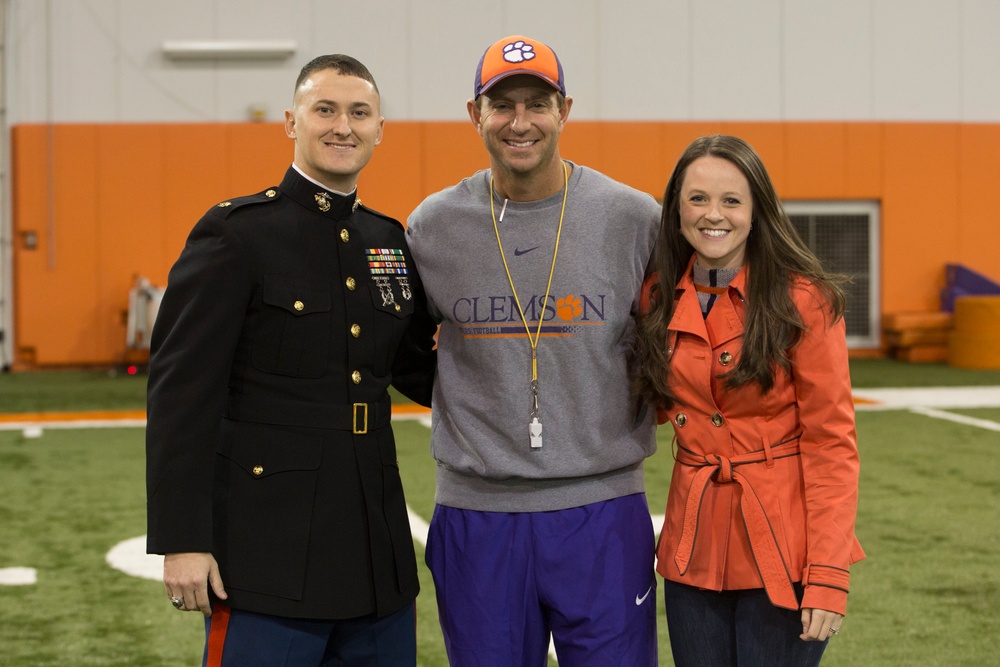 Marines Visit Clemson University Football Team