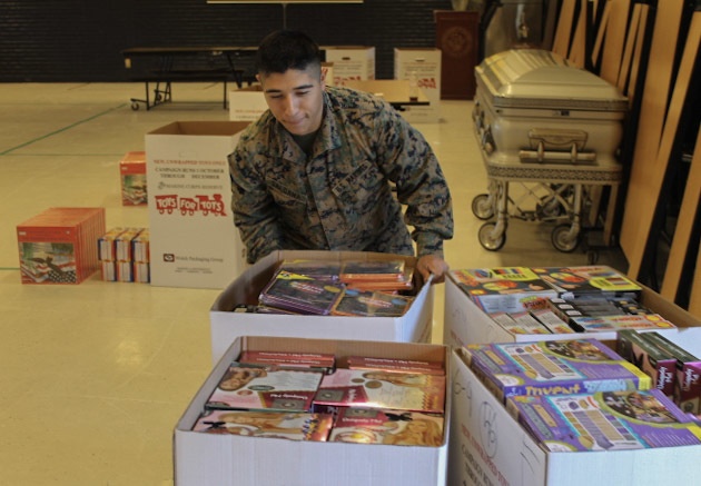Marines prepapre for Toys for Tots