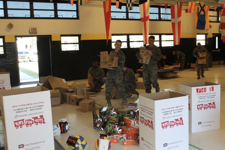 Marines Prepare for Toys for Tots