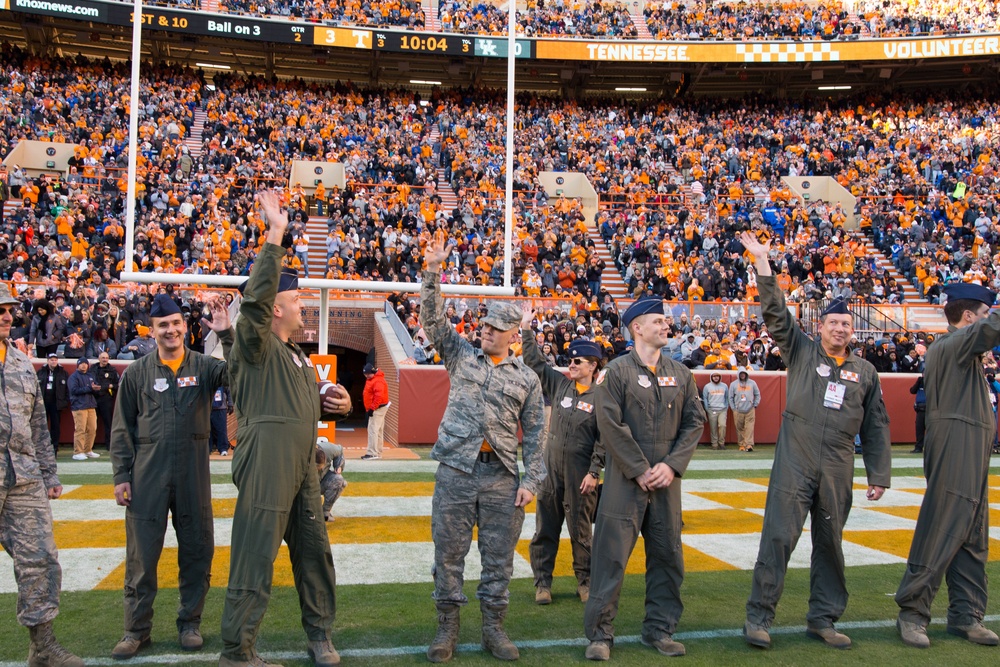 134 ARW flyover aircrew honored at Neyland Stadium