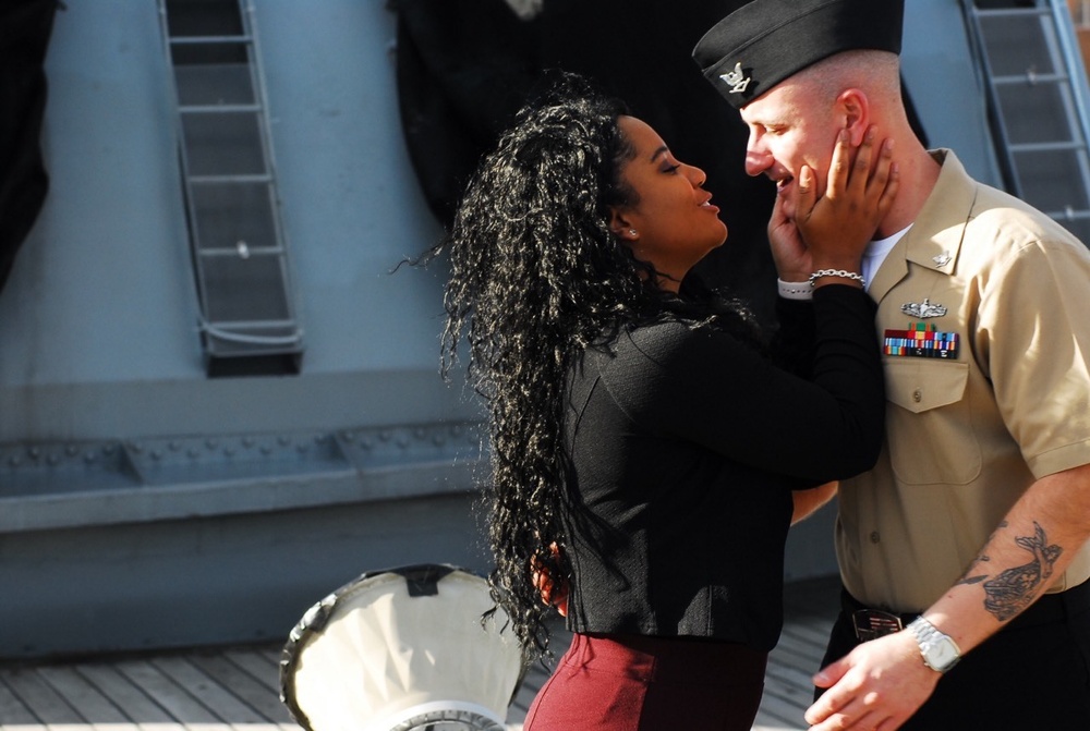 An afternoon re-enlistment on the USS Wisconsin (BB 64)