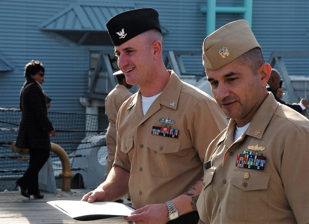 Afternoon re-enlistment aboard the USS Wisconsin (BB 64)