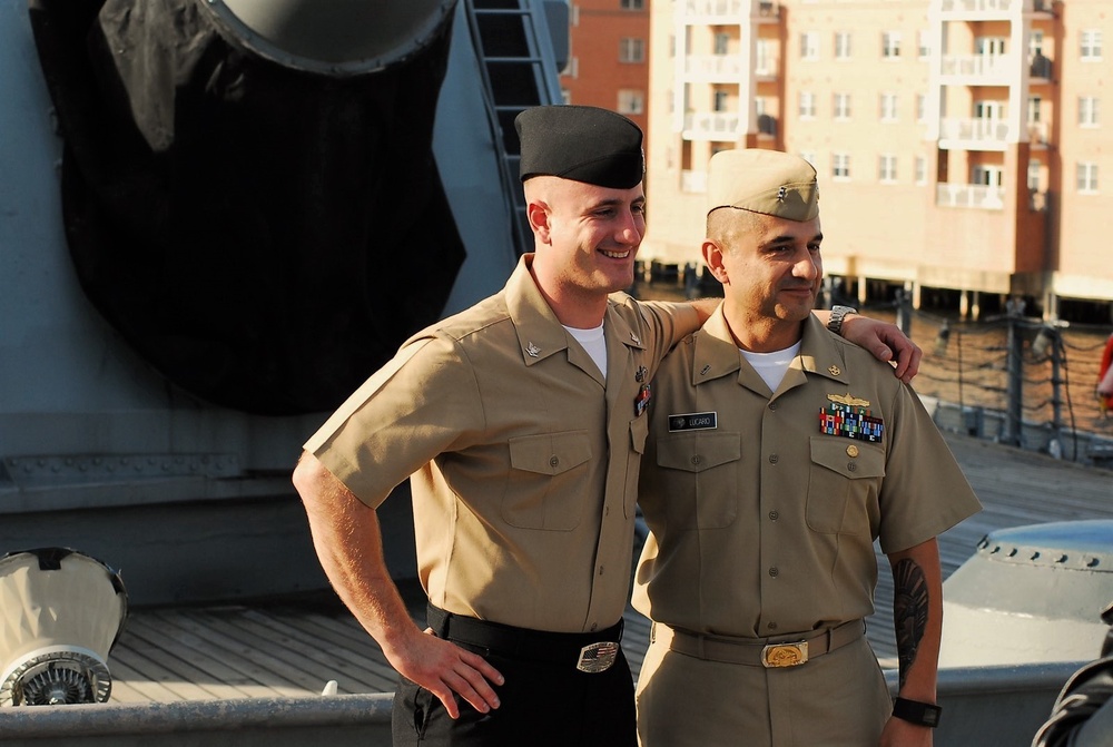 Afternoon re-enlistment aboard the USS Wisconsin (BB 64)