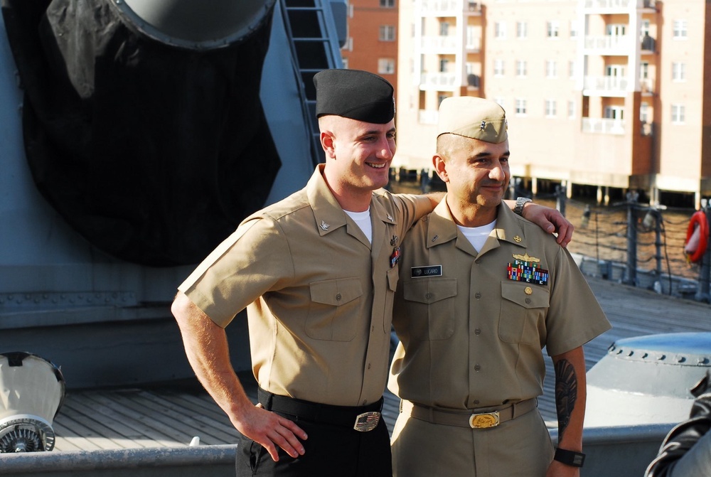 Afternoon re-enlistment aboard the USS Wisconsin (BB 64)