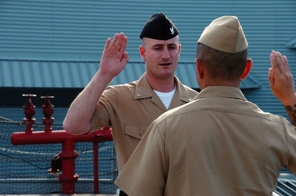 Afternoon re-enlistment aboard the USS Wisconsin