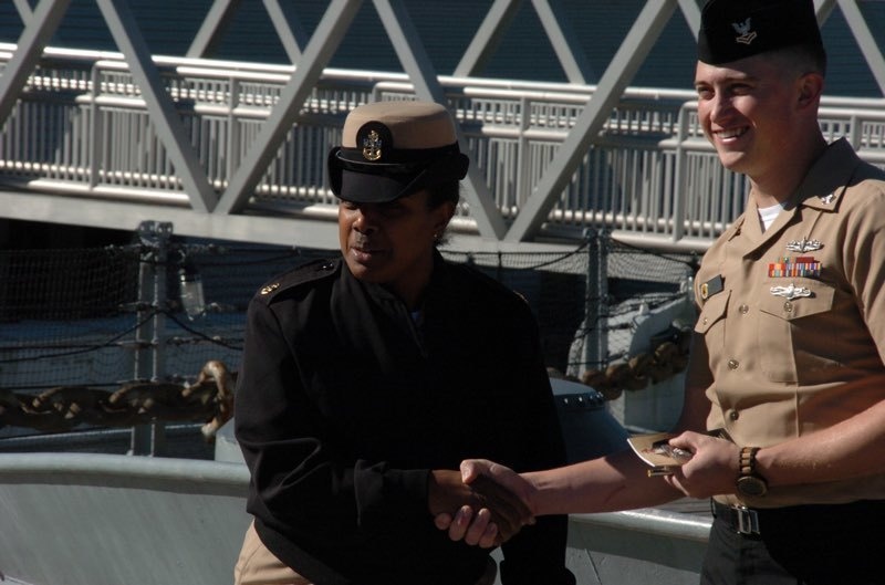 Afternoon re-enlistment aboard the USS Wisconsin (BB 64)