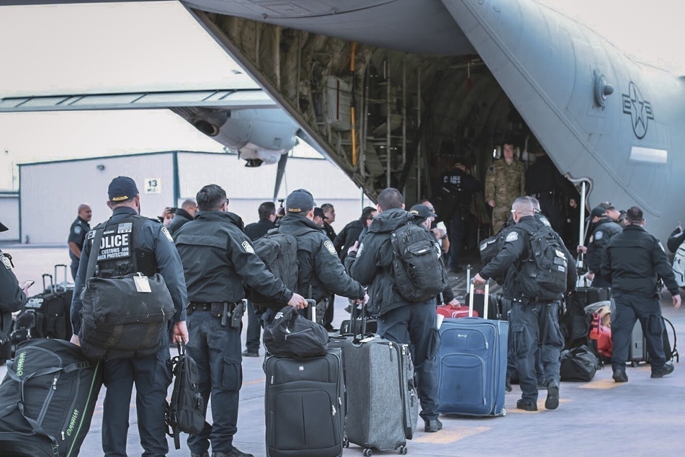 U.S. Customs and Border Protection receive USAF air transport