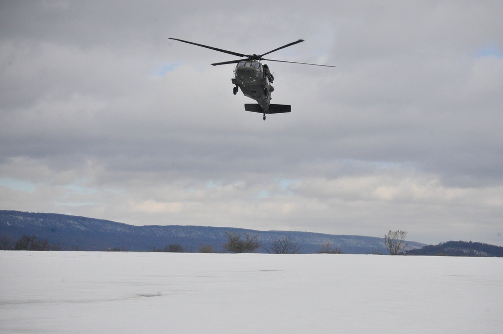 Black Hawk lands in snow