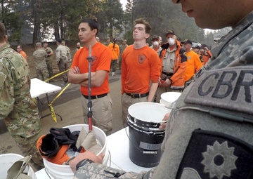 149th Chemical Company runs decontamination line in Paradise, CA