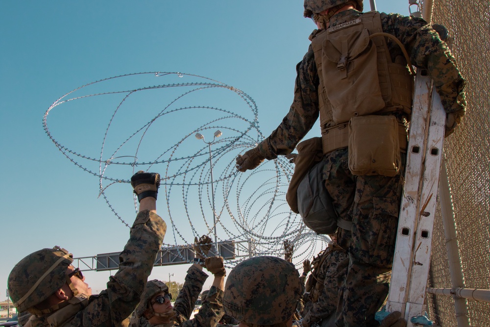 U.S Marines Use Concertina Wire to Strengthen Calexico East Port of Entry