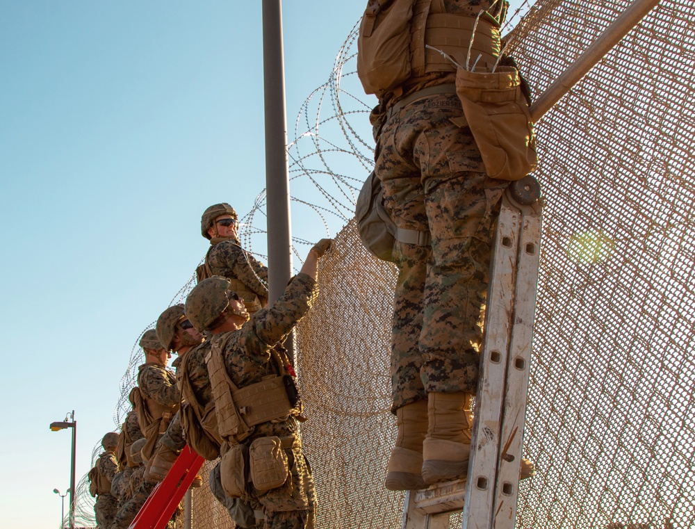 U.S Marines Use Concertina Wire to Strengthen Calexico East Port of Entry