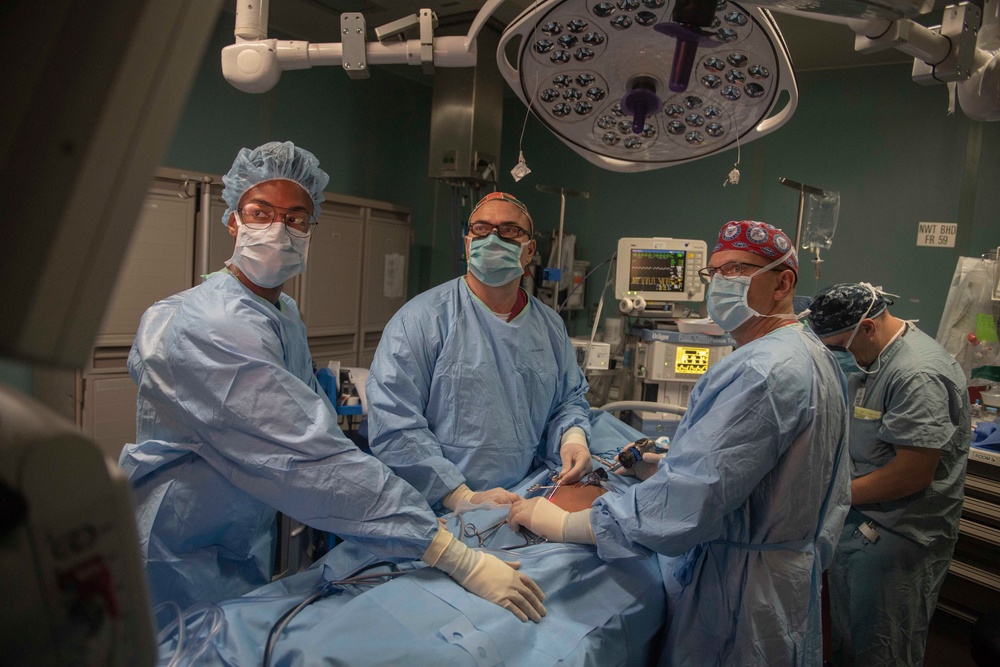 USNS Comfort Surgeons Repair a Hernia Aboard the Ship Off the Coast of Colombia