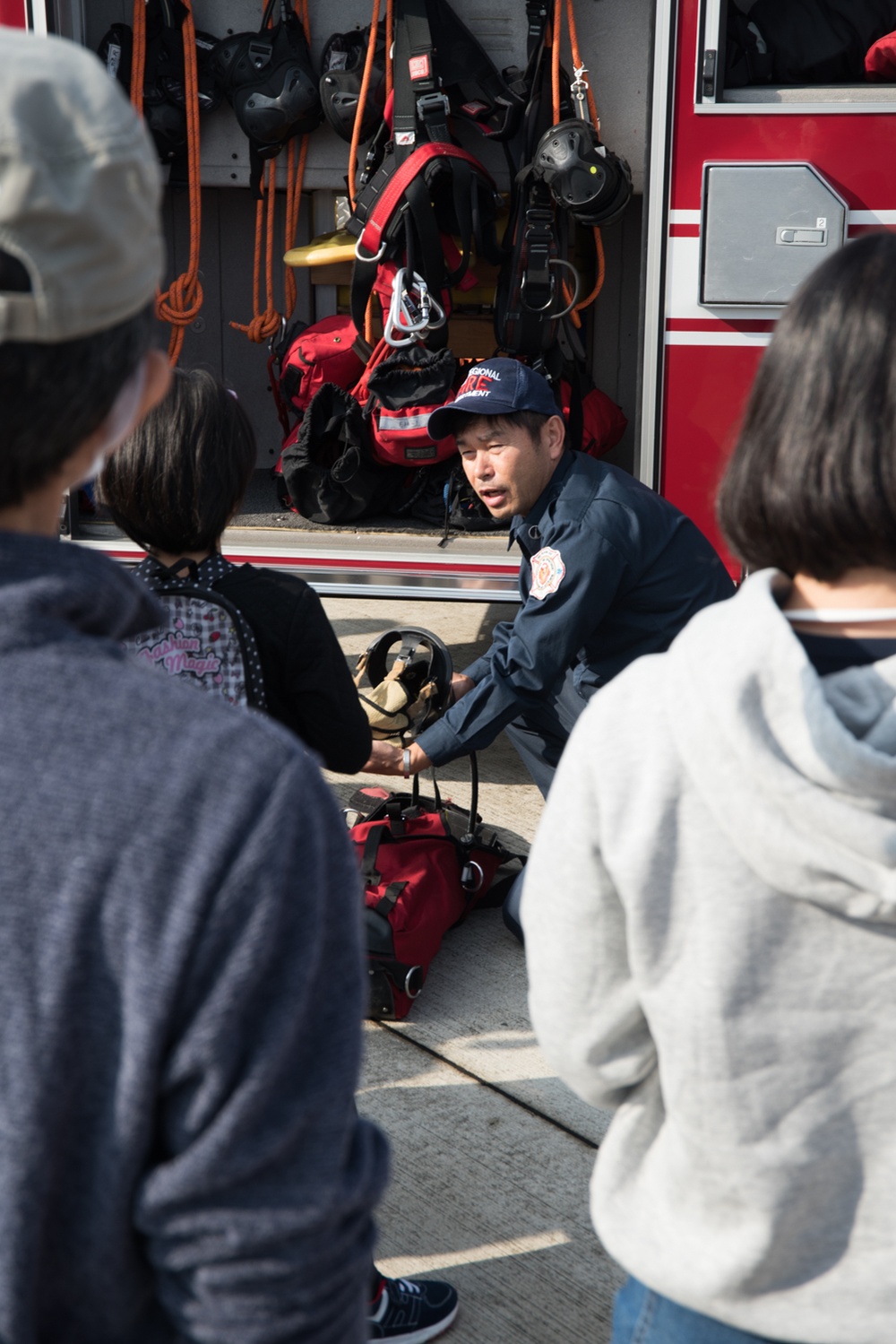 Children take a tour of Naval Beach Unit 7 facilities