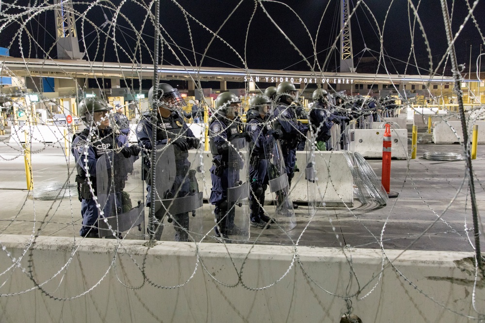 U.S. Customs and Border Protection officials temporarily suspended some operations at the San Ysidro port of entry early Monday morning