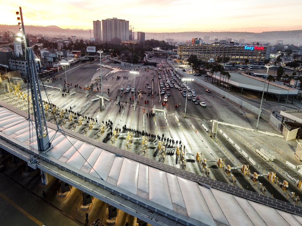 U.S. Customs and Border Protection officials temporarily suspended some operations at the San Ysidro port of entry early Monday morning