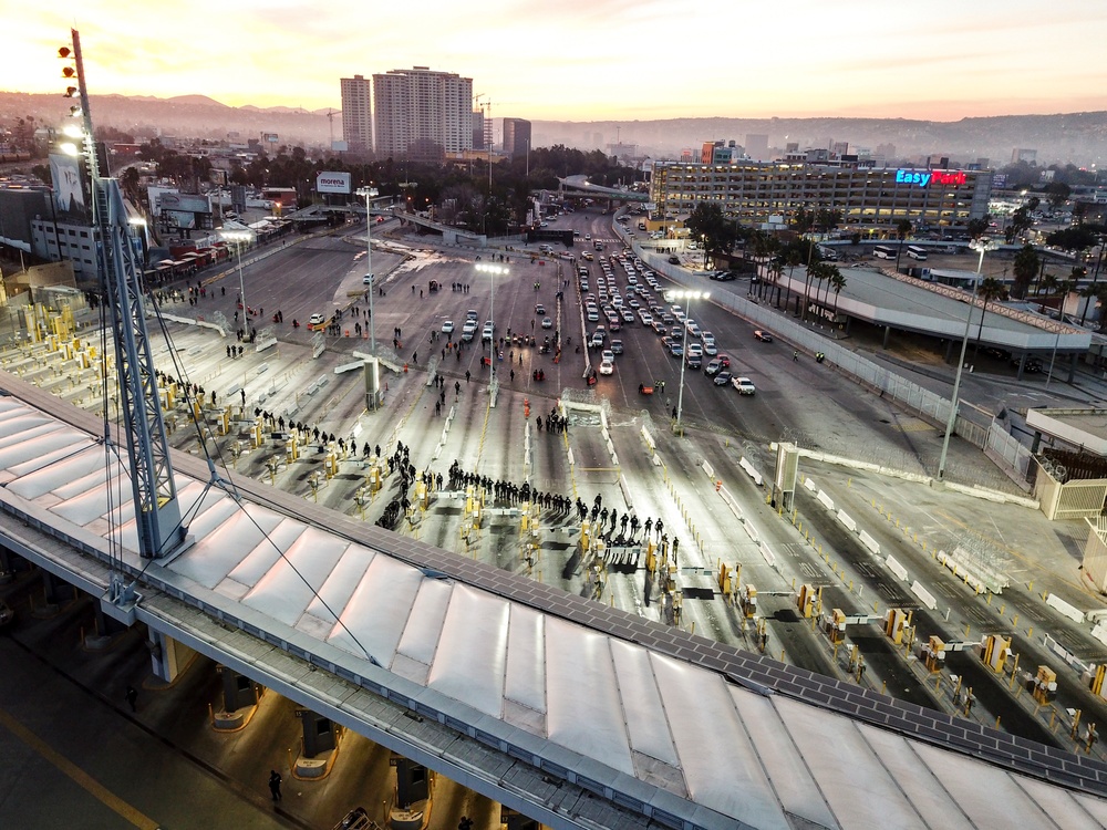 U.S. Customs and Border Protection officials temporarily suspended some operations at the San Ysidro port of entry early Monday morning
