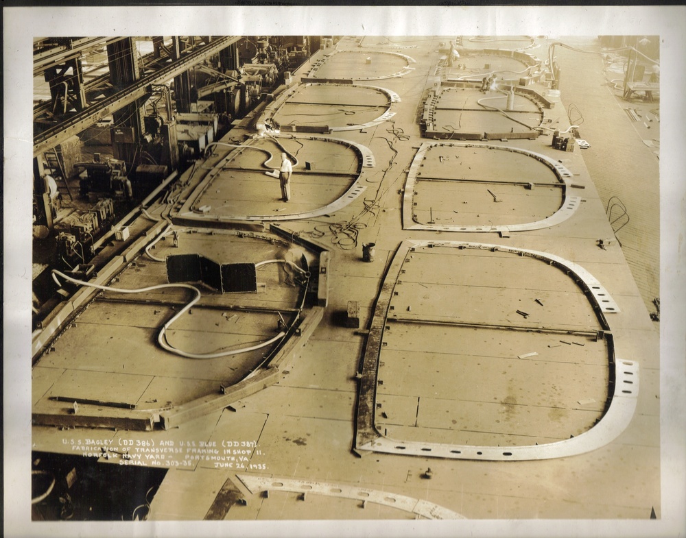 USS Bagley during construction-circa 1935