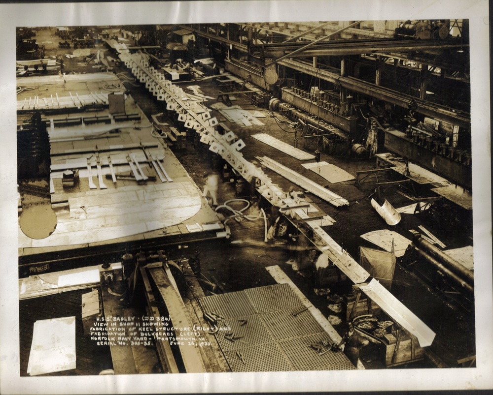 USS Bagley during construction-circa 1935