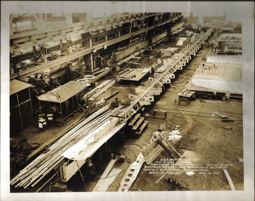 USS Bagley during construction-Circa 1936