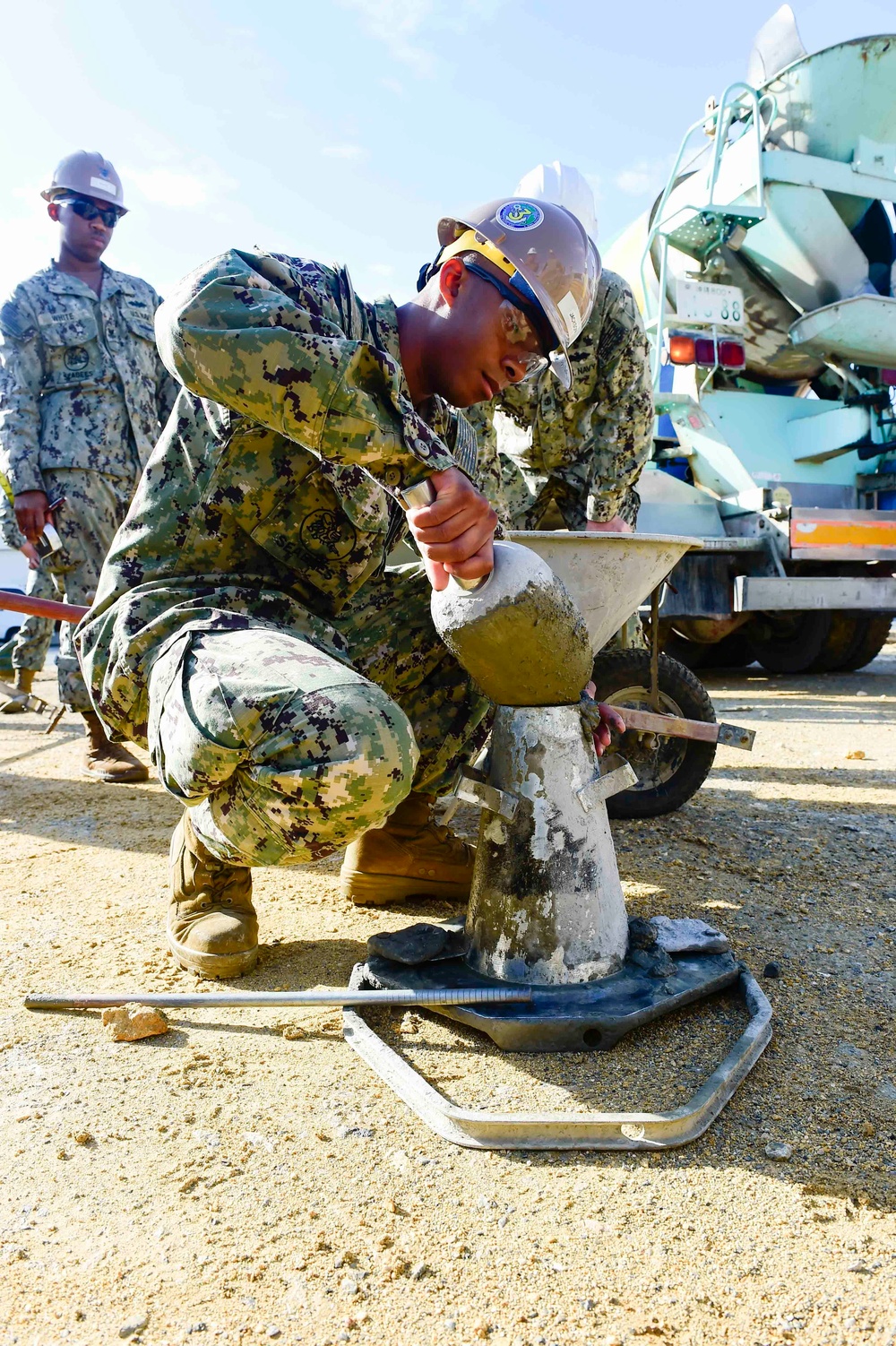 NMCB-3 Seabees Pour Concrete for K-Span Project